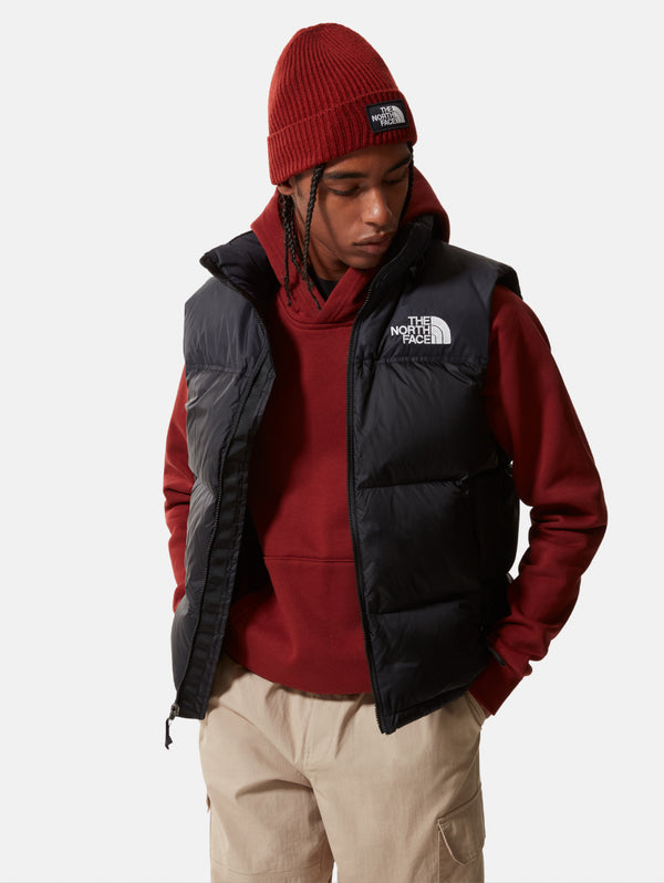 Gilet Retro Nuptse in Tessuto Ripstop Lucido Nero