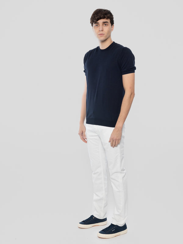Pantaloni Ravello in Cotone Elasticizzato Bianco