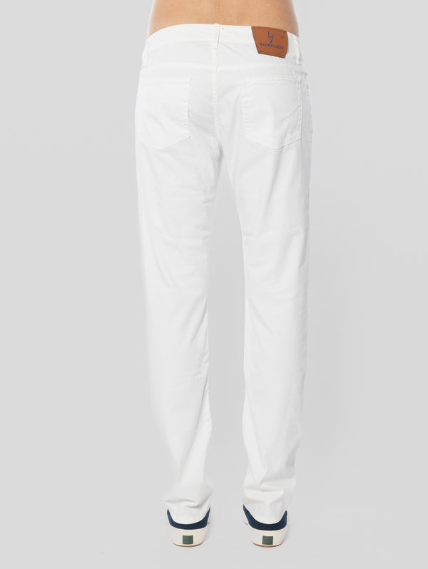 Pantaloni Ravello in Cotone Elasticizzato Bianco