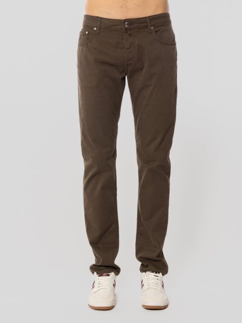 Pantaloni Ravello in Cotone Elasticizzato Testa di Moro