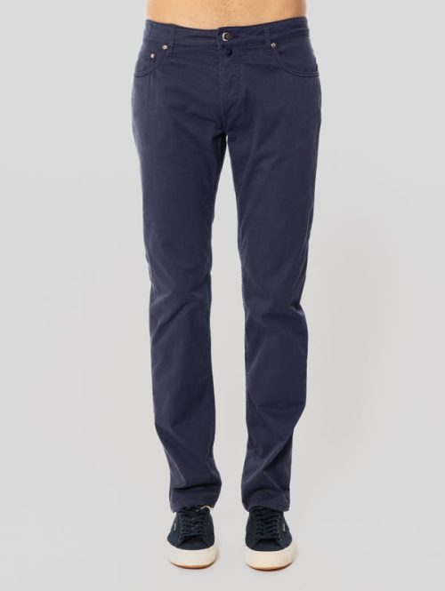 Pantaloni Ravello in Cotone Elasticizzato Blu Zaffiro