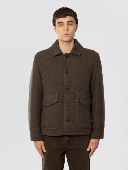 Overshirt in Panno di Lana Verde
