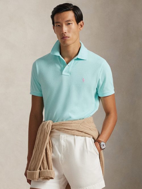 Polo Slim Fit in Cotone Celeste