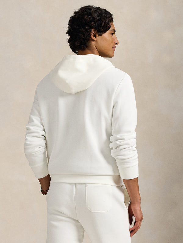 Felpa con Cappuccio e Zip in Maglia Doppia Bianco