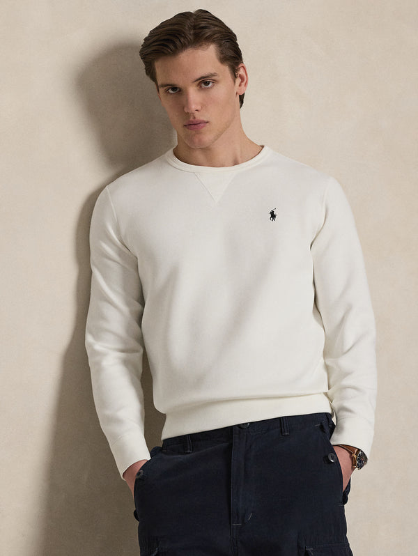Felpa Girocollo in Maglia Doppia Bianco