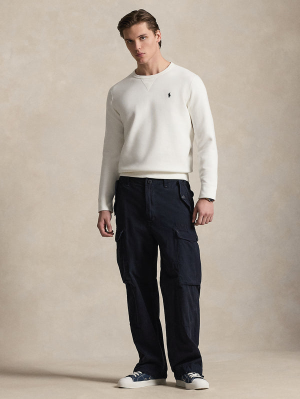 Felpa Girocollo in Maglia Doppia Bianco