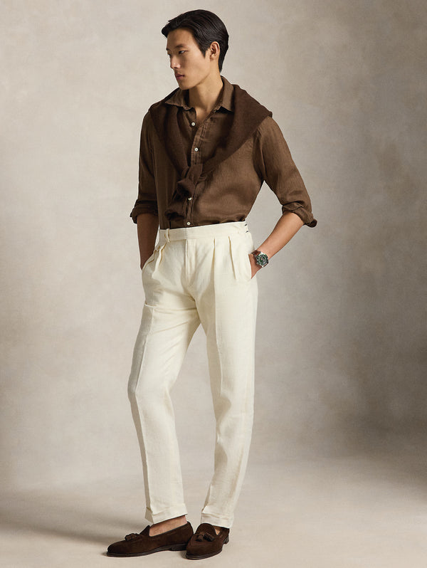 710966294-514-_3_600x.jpg Camicia in Lino Custom Fit Marrone