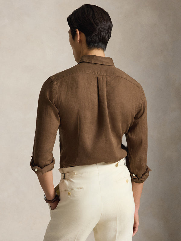 710966294-514-_4_600x.jpg Camicia in Lino Custom Fit Marrone