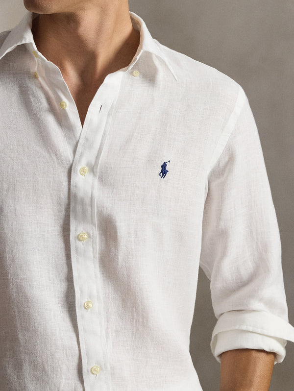 Camicia in Lino Custom Fit Bianco
