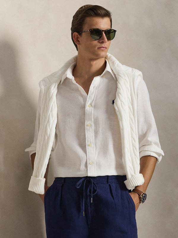 Camicia in Lino Custom Fit Bianco