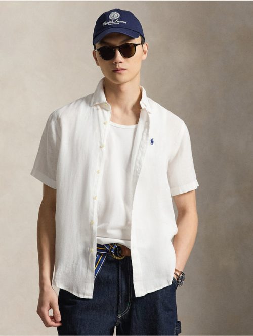 Camicia in Lino Maniche Corte Bianco