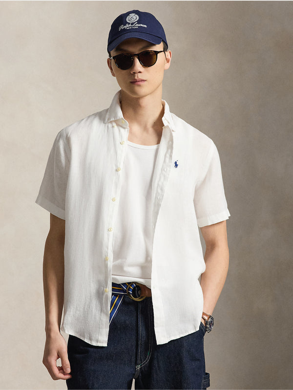 Camicia in Lino Maniche Corte Bianco