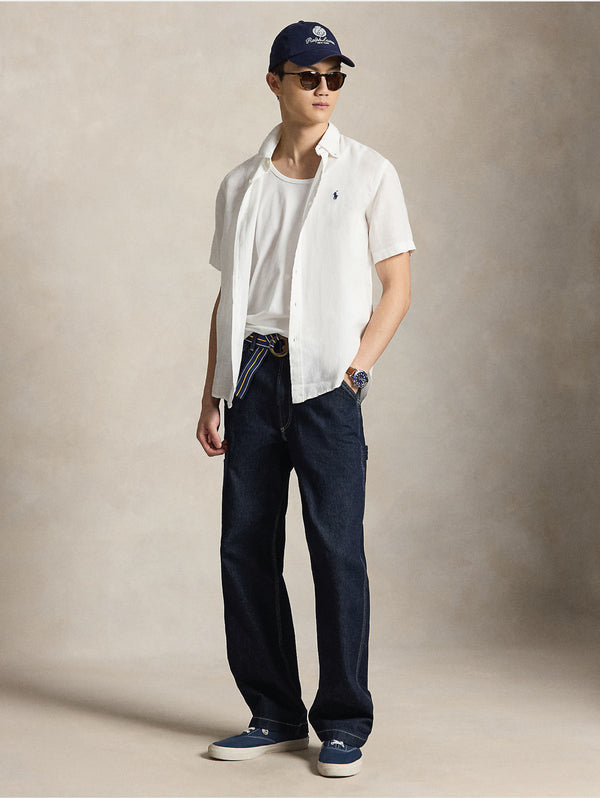 Camicia in Lino Maniche Corte Bianco