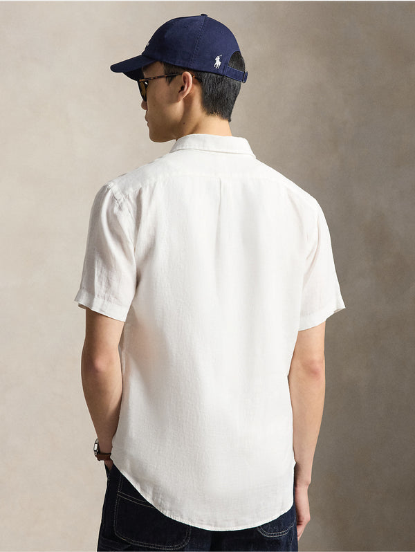 Camicia in Lino Maniche Corte Bianco