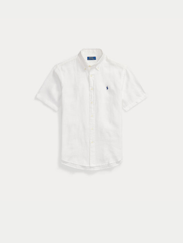 Camicia in Lino Maniche Corte Bianco