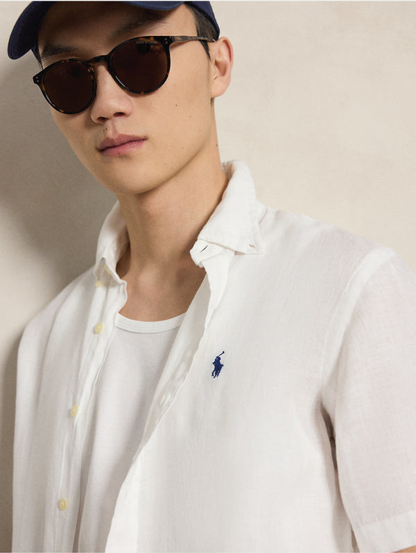 Camicia in Lino Maniche Corte Bianco