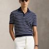 Polo in Maglia Regular Fit a Righe Blu/Bianco