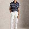 Polo in Maglia Regular Fit a Righe Blu/Bianco