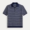 Polo in Maglia Regular Fit a Righe Blu/Bianco