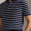 Polo in Maglia Regular Fit a Righe Blu/Bianco
