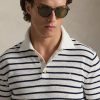 Polo in Maglia Regular Fit a Righe Bianco/Blu
