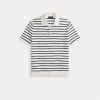 Polo in Maglia Regular Fit a Righe Bianco/Blu