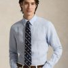 Camicia in Lino Custom Fit a Righe Celeste/Bianco