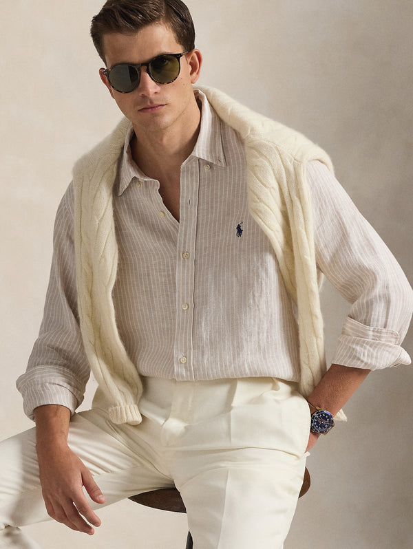 7188E-COASTAL-BEIGE-WHITE_7_600x.jpg Camicia in Lino Custom Fit a Righe Beige/Bianco