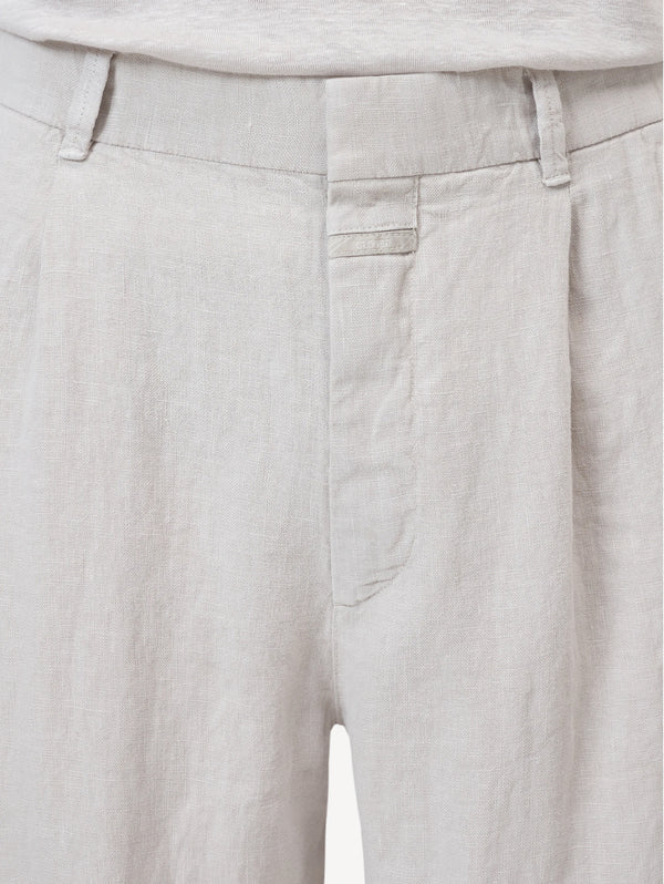 Pantaloni in Lino Gamba Ampia Fango