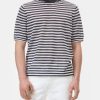 Maglia in Misto Lino a Righe Blu/Bianco