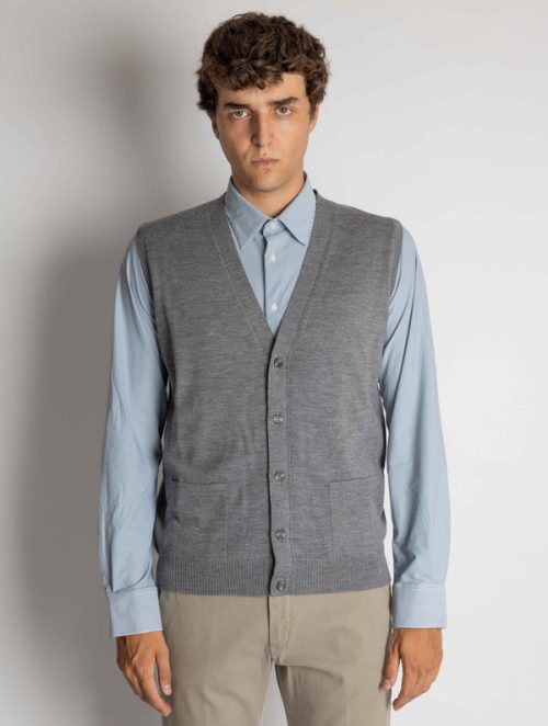 Gilet con Scollo a V Grigio
