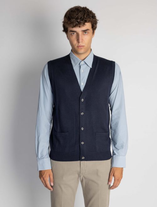 Gilet con Scollo a V Blu