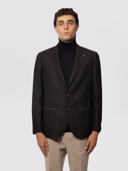 Giacca Spinata in Lana Marrone