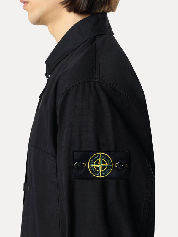 Overshirt in Ripstop di Cotone Organico Nero