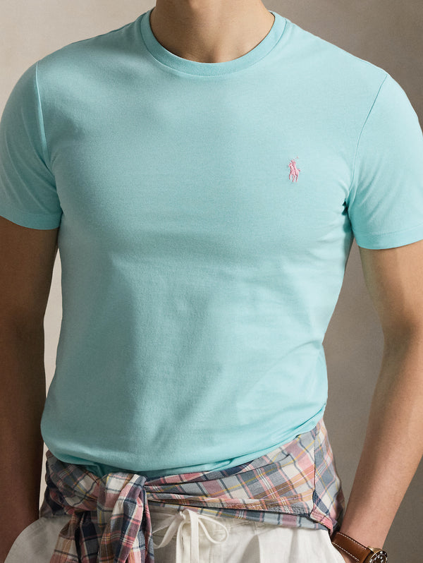 T-shirt Girocollo Custom Slim Fit Acqua