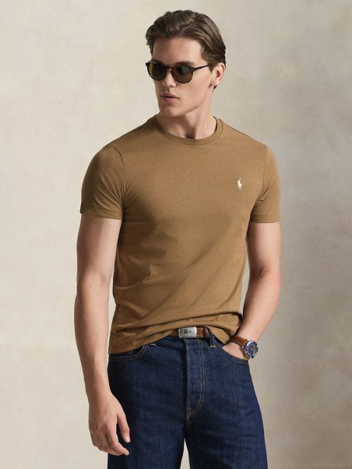 T-shirt Girocollo Custom Slim Fit Marrone