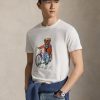 T-shirt Custom Slim con Polo Bear in Bici Bianco