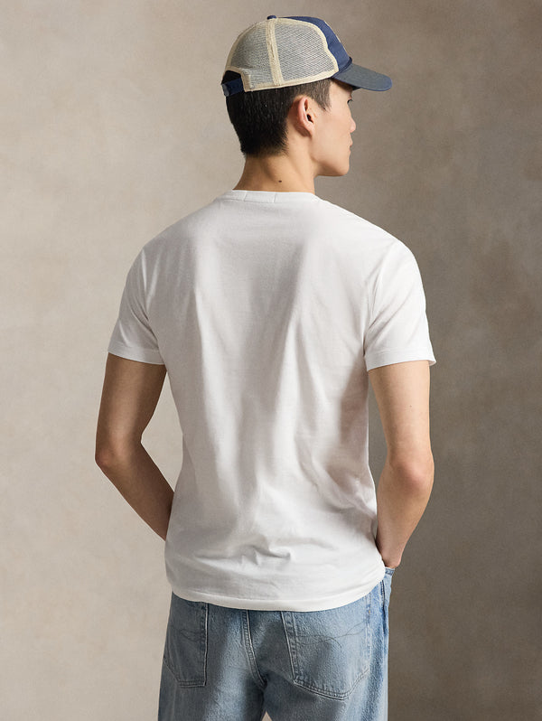 T-shirt Custom Slim con Polo Bear in Bici Bianco