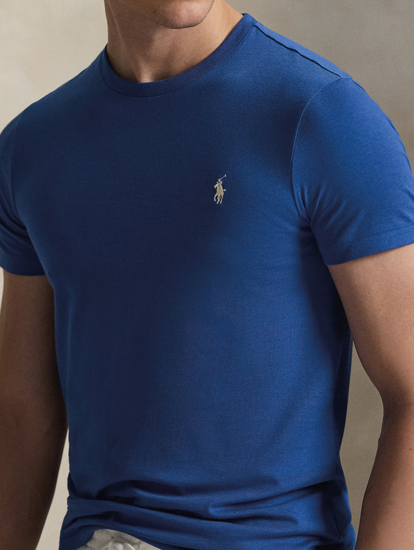 T-shirt Girocollo Custom Slim Fit Azzurro