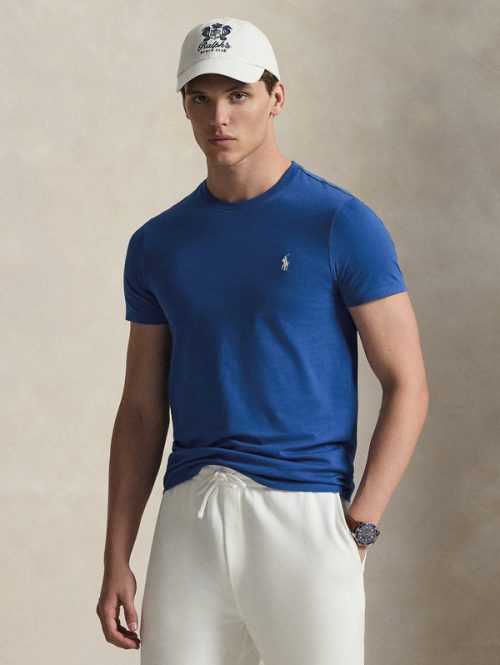 T-shirt Girocollo Custom Slim Fit Azzurro