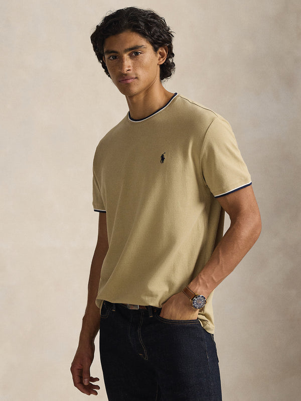 beige_piquet_2_600x.jpg T-shirt in Jersey Mesh Classic Fit Beige