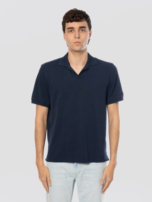 Polo in Piqué di Cotone Blu Navy