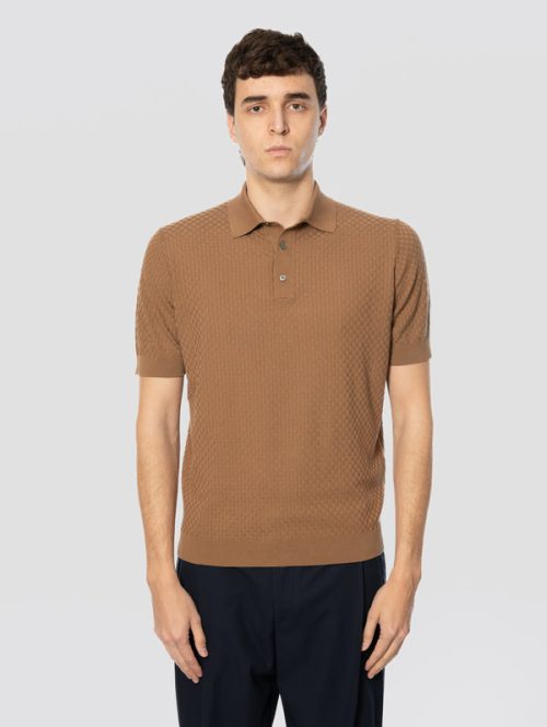 Polo in Cotone Lavorazione Intrecciata Coloniale