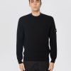 Maglione Girocollo in Cotone a Costine Nero