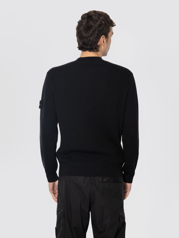 Maglione Girocollo in Cotone a Costine Nero