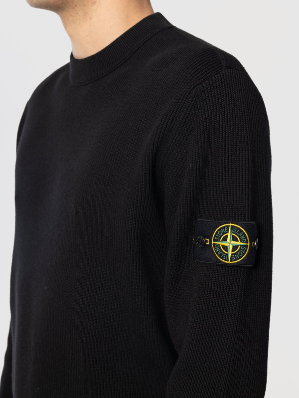 Maglione Girocollo in Cotone a Costine Nero