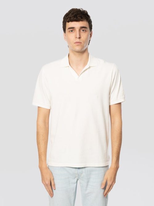 Polo Charles in Piquet di Cotone Bianco