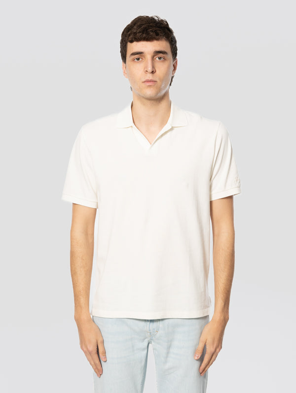 Polo Charles in Piquet di Cotone Bianco