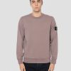 Felpa Girocollo in Cotone Garzato Viola/Grigio