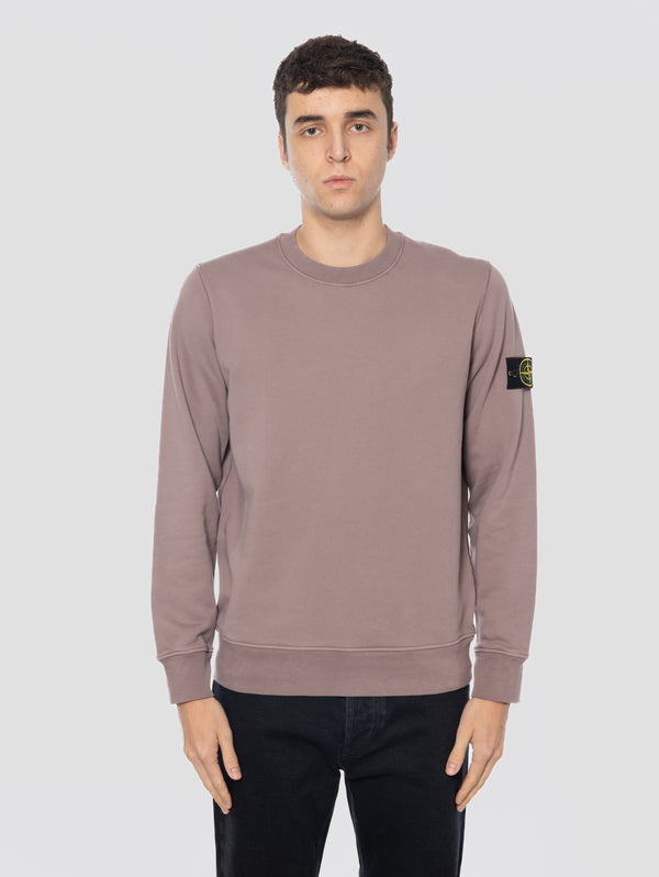 Felpa Girocollo in Cotone Garzato Viola/Grigio